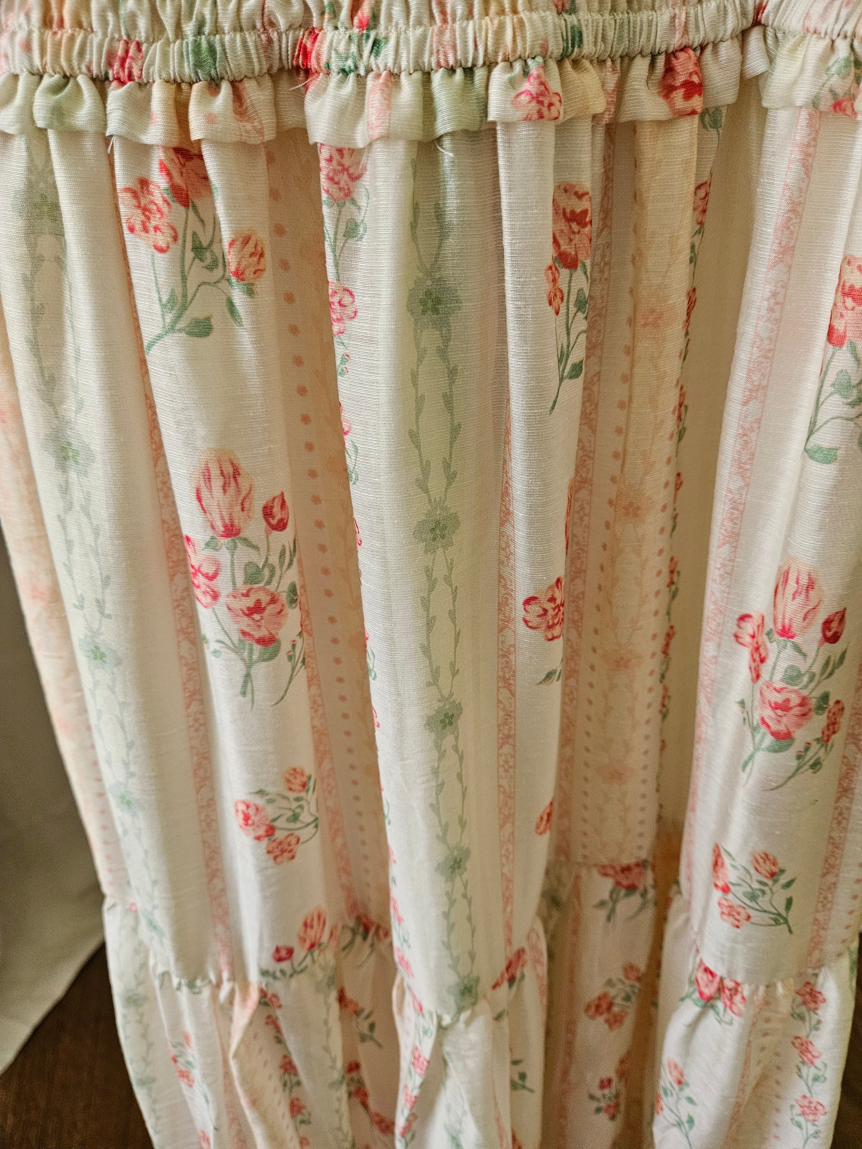J.NNA Rose Stripe Smocked Maxi Dress Cottagecore Romantic