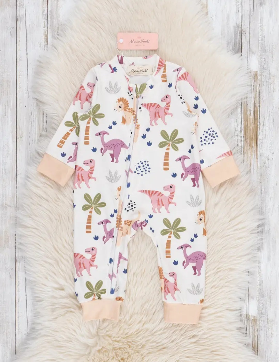 Marie Nicole Dino Dude One Piece Romper/Sleeper Sz 18-24M
