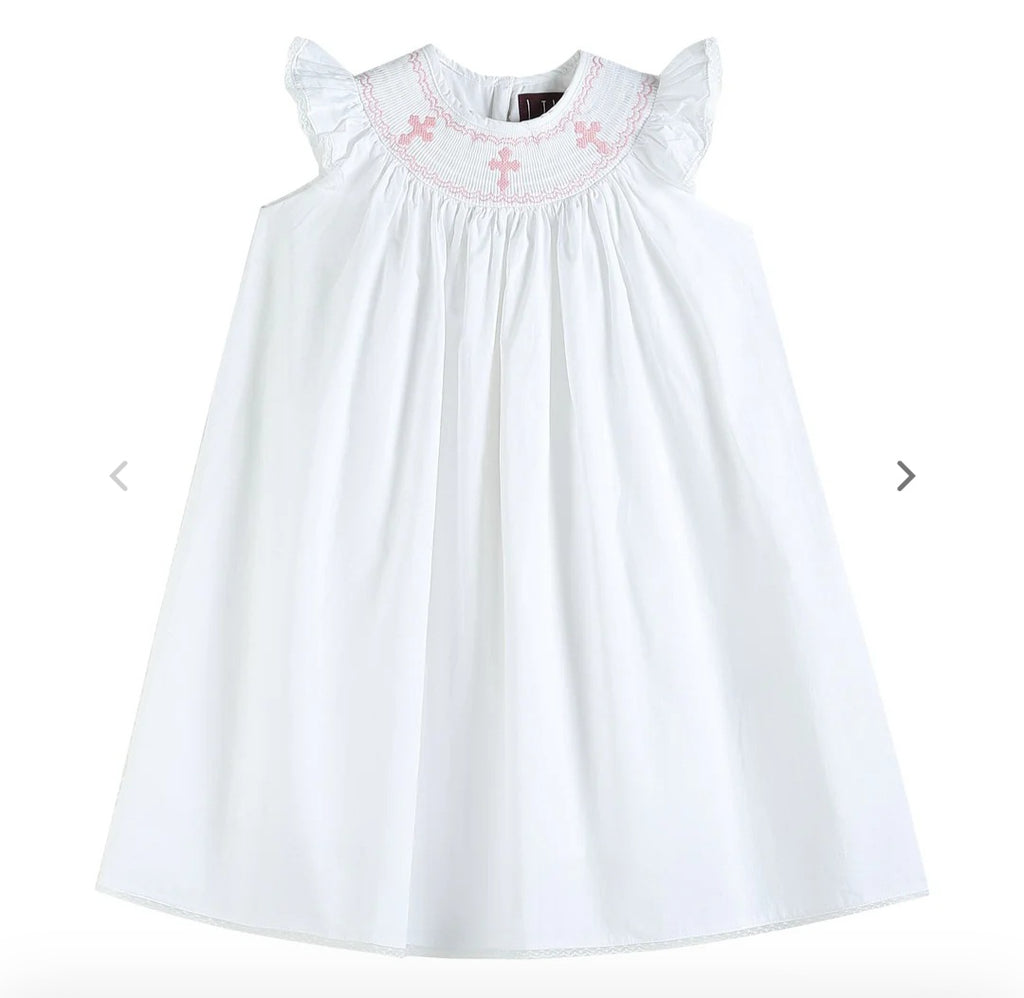 Lil Cactus White & Pink Bishop Dress Sz 6-12M