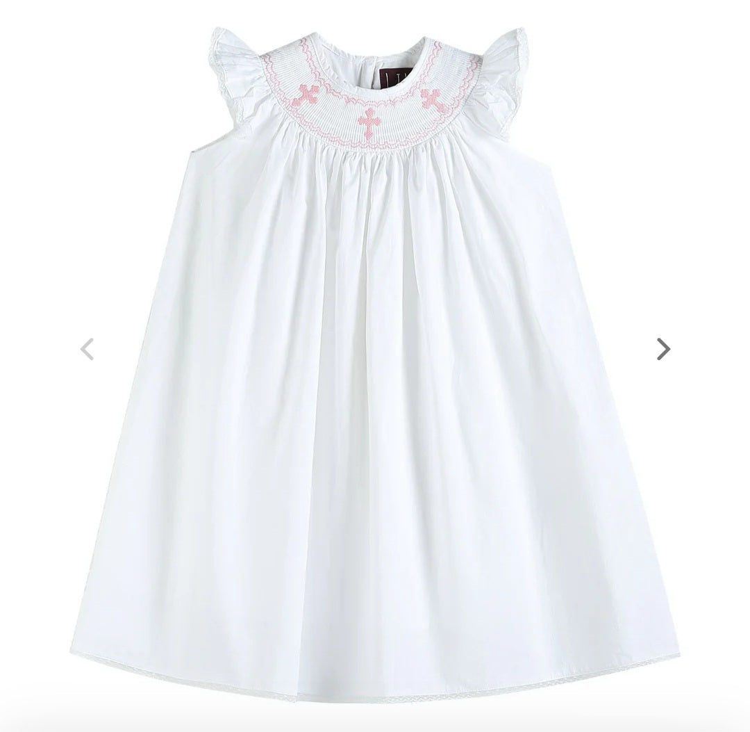 Lil Cactus White & Pink Bishop Dress Sz 6-12M