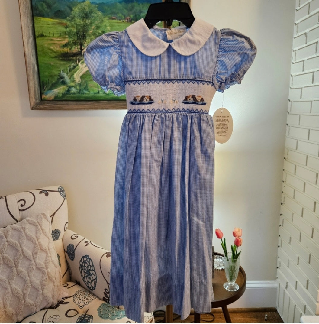 NWT Rosalina Collections Smocked  Dress with Puppies Sz 6Y