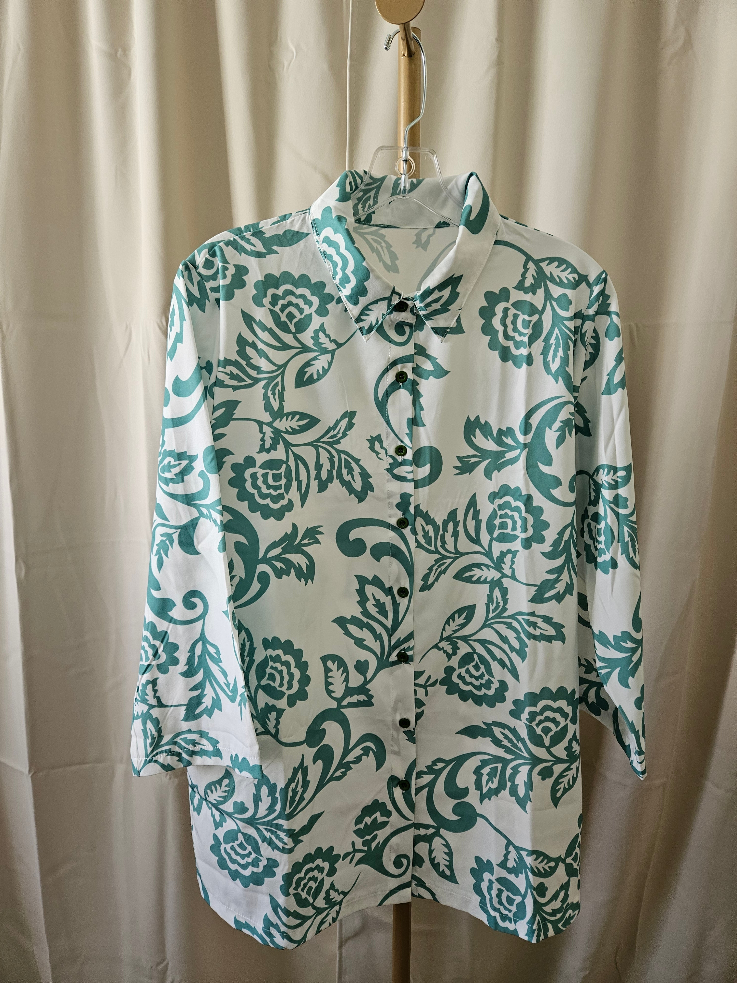 Rosa Clothing 2PC Set – Green & White Pattern