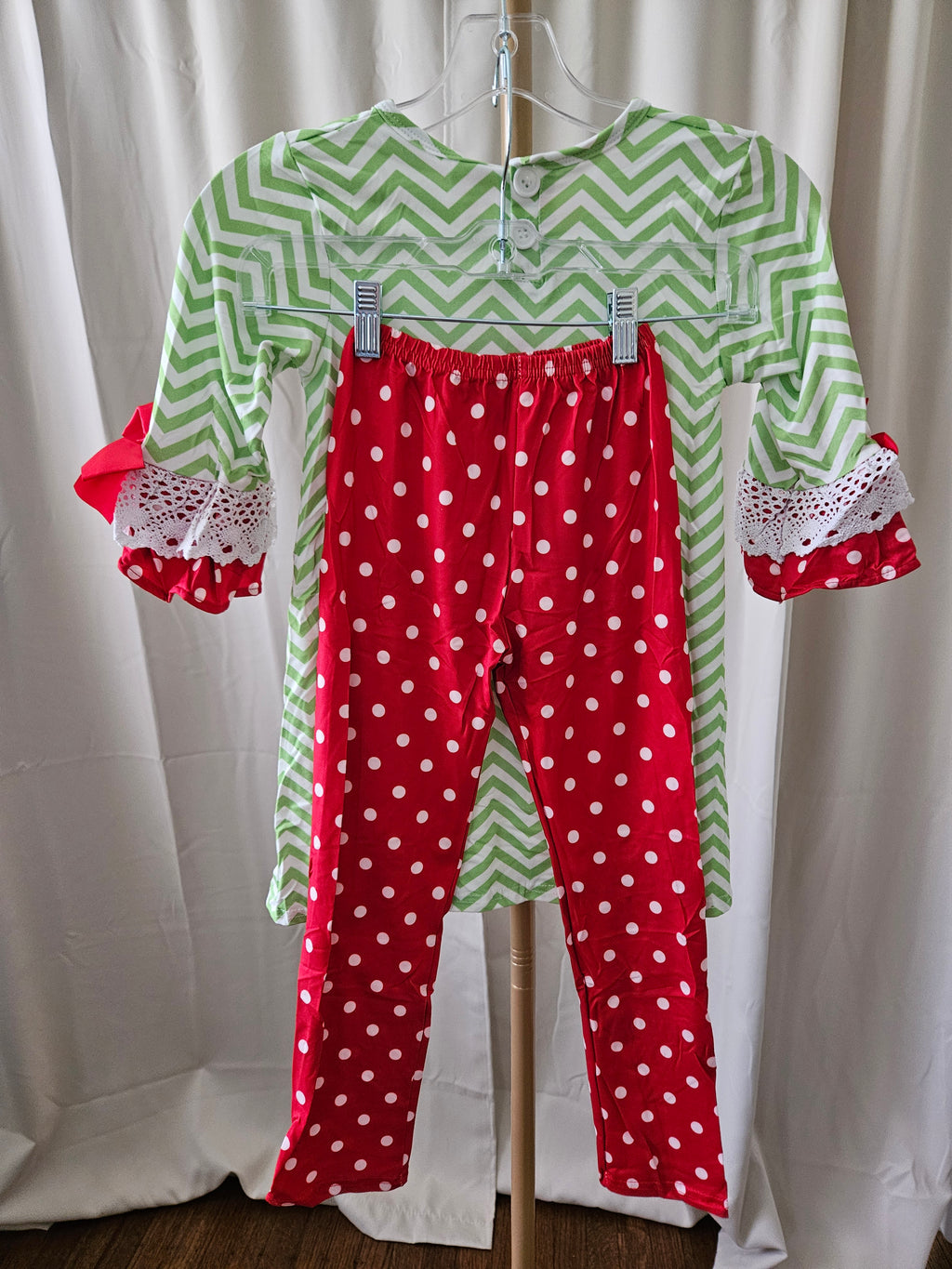 BaaBee Santa Appliqué Top & Polka Dot Leggings Set |