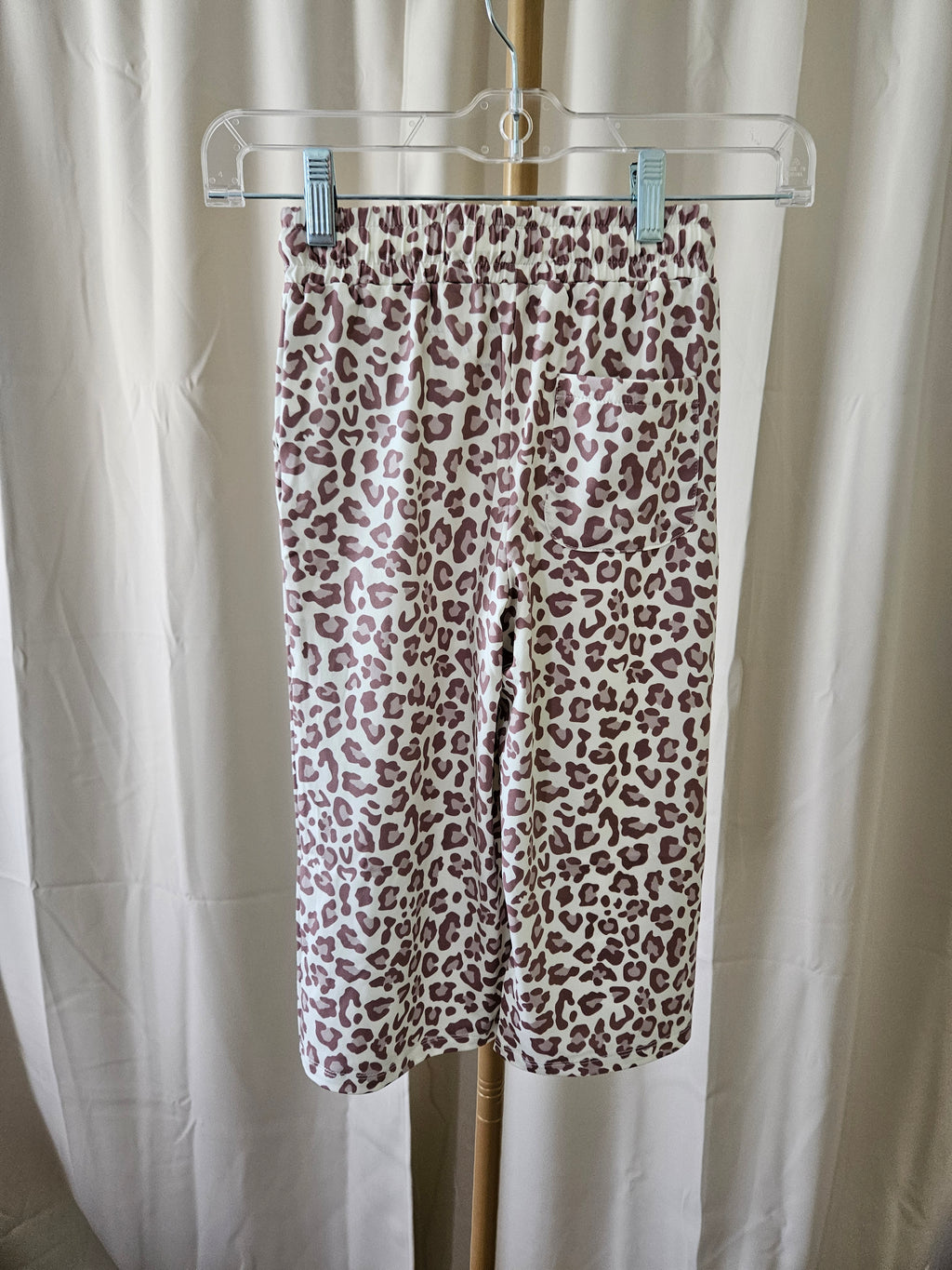 Millie Loves Lily Off White Ribbed Flutter Sleeve Top & Leopard Wide Leg Pant Set | Sizes 4, 5, 6