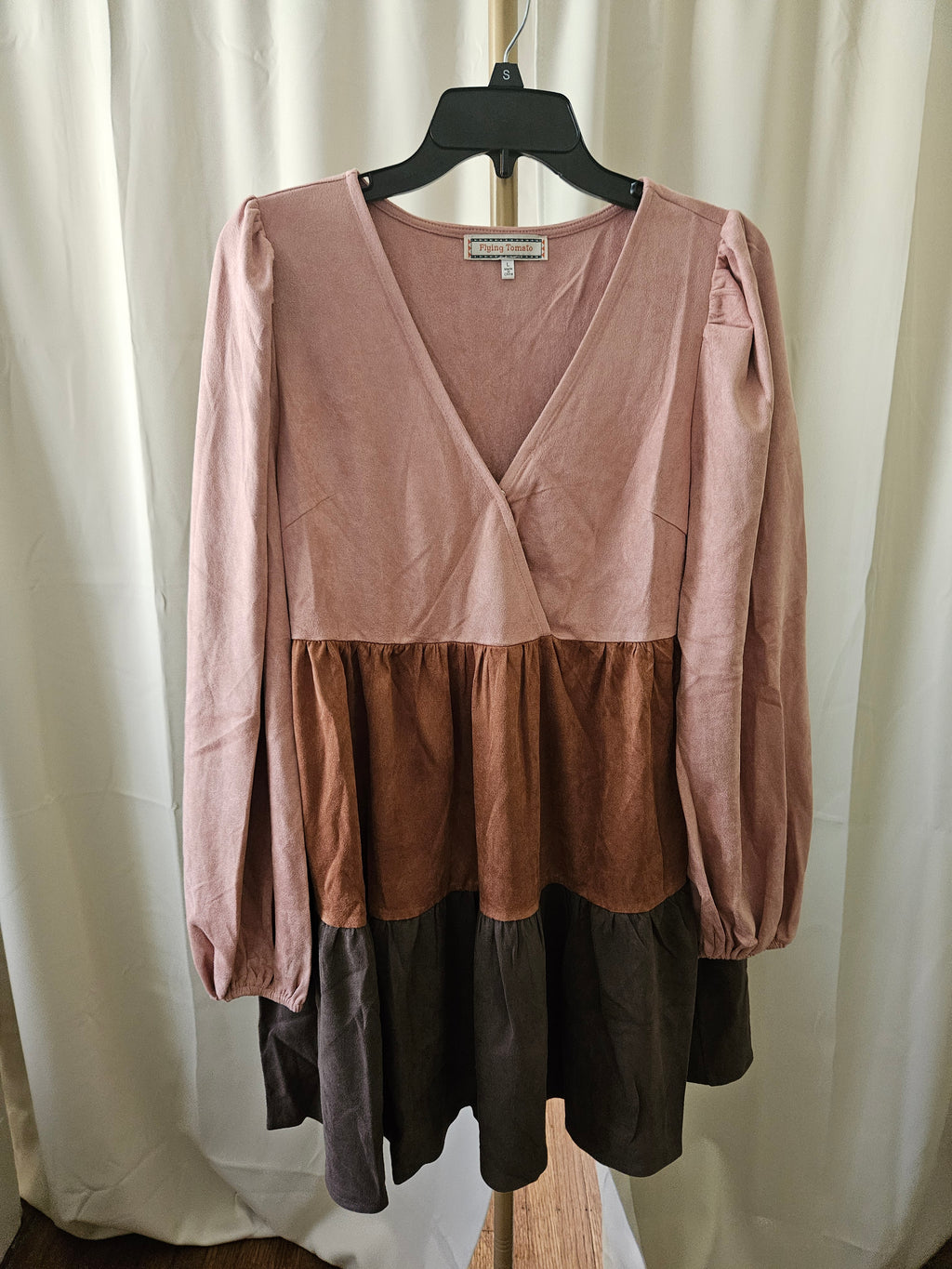 Color Blocked Faux Suede Mini Dress | Flying Tomato | L, XL, 2X