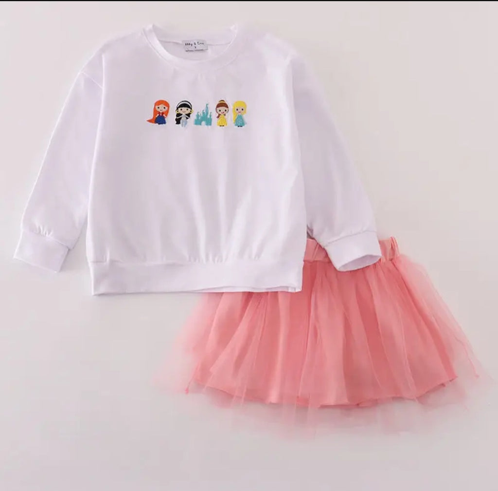 Abby & Evie Kids White and Pink Disney Princess Matching Set