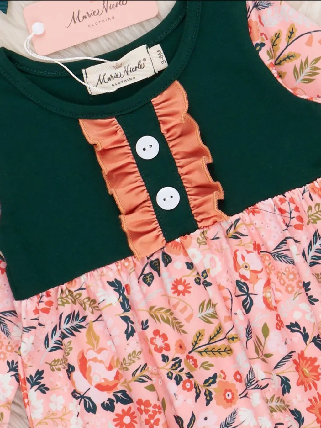 Marie Nicole Golden Garden Party Ruffle Knot Gown Sz 0-3M