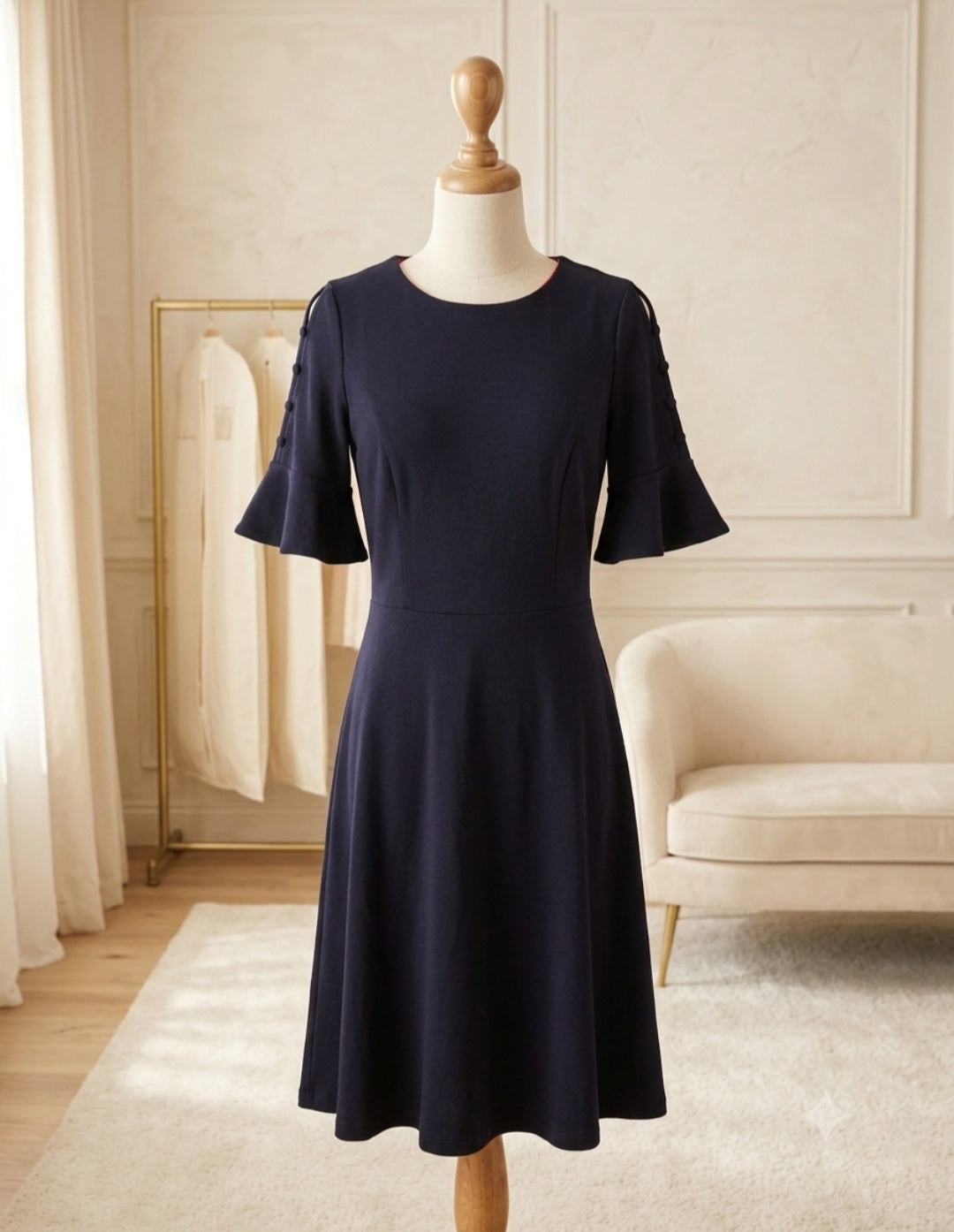 Boden Black Fitted Waist Twirl Dress Size 6