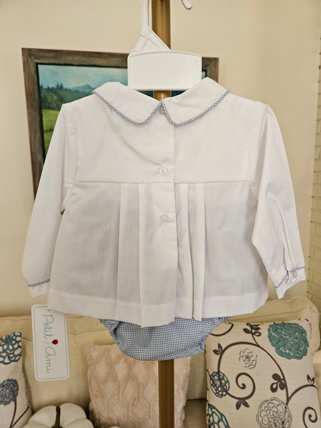 Petit Ami Embroidered Delicate Car Diaper Matching Set