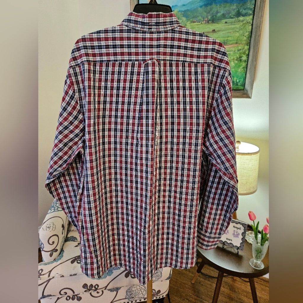 Izod Men's Plaid Shirt - Red, Blue, and White Sz Lg