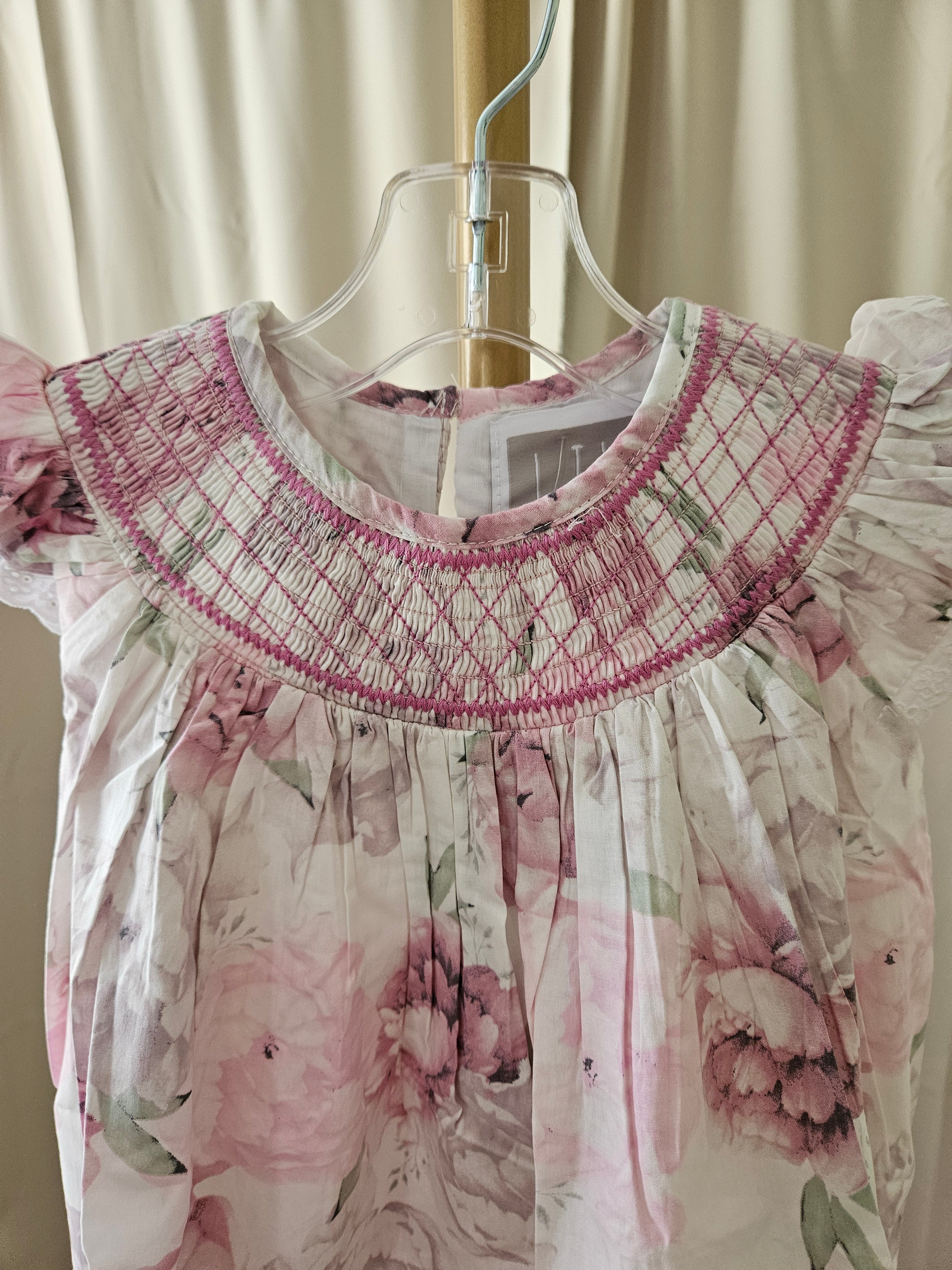 Lil Cactus Blush Pink Rose Smocked Dress | Size 3T