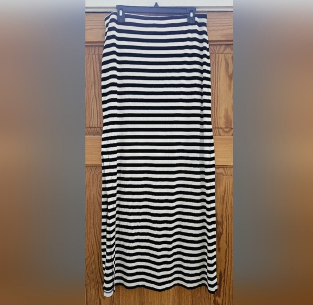 Michael Kors Maxi Blk & White Pull-on Elastic Waist Skirt Sz Large