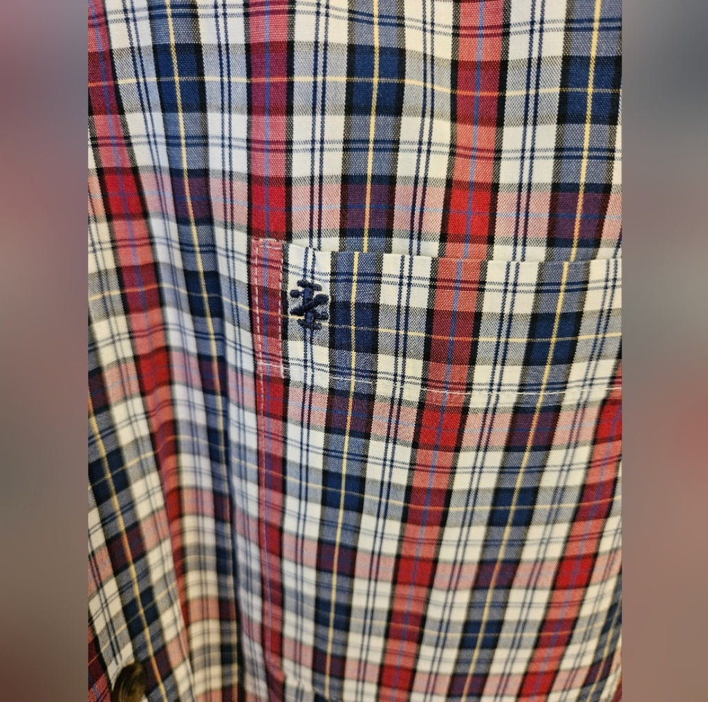Izod Men's Plaid Shirt - Red, Blue, and White Sz Lg