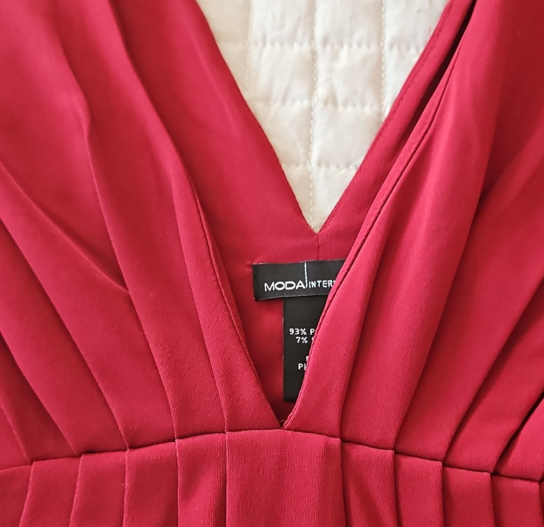Victoria's Secret Moda Elegant Burgundy V-Neck Dress Sz Sm