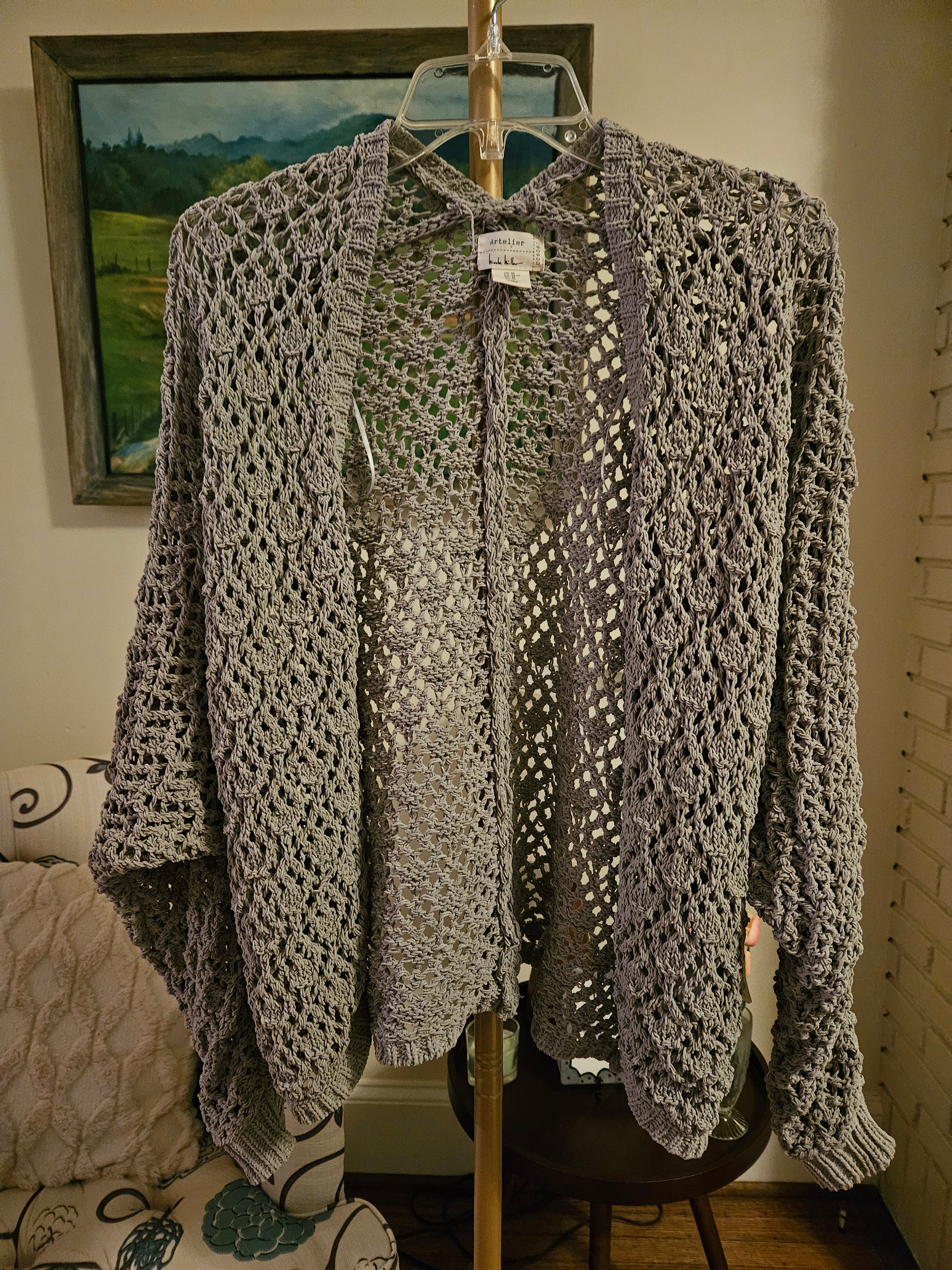 Nicole Miller Brown Open-Front Cardign Sz M